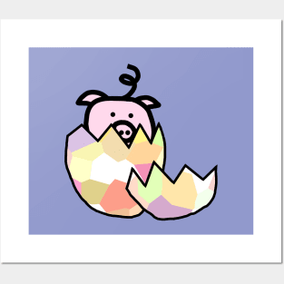 Pink Pig Hatching from Easter Egg Posters and Art